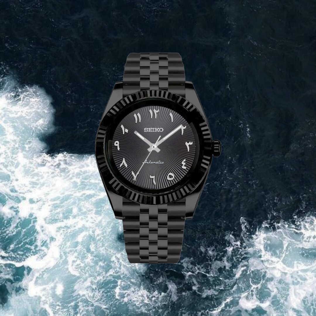 Seiko Mod Datejust Arabic Edition "All Black Textured"