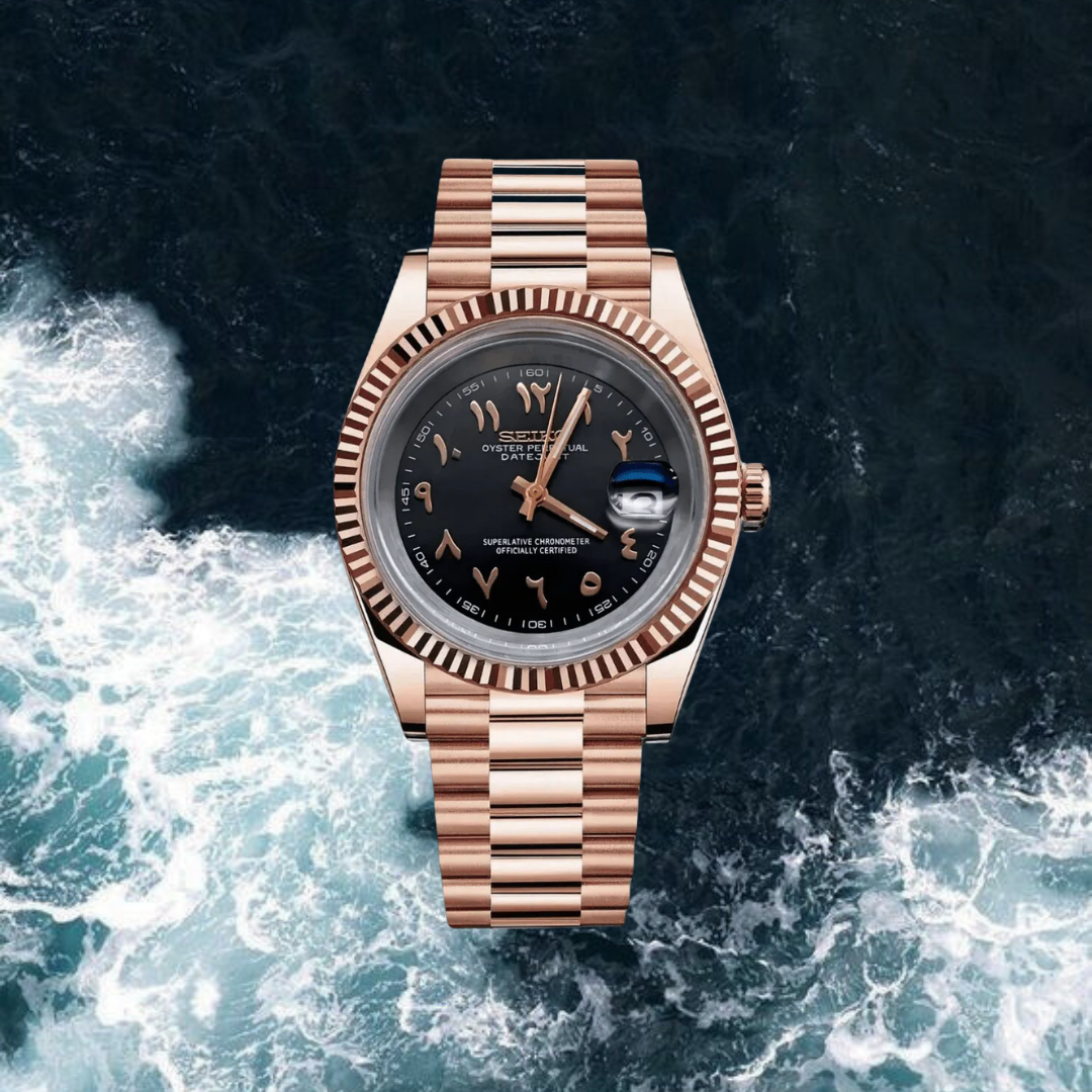 Seiko Mod Datejust Arabic Edition "Rose Gold Black"