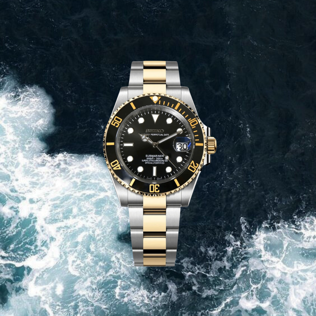 Seiko Mod Submariner "Gold Black"
