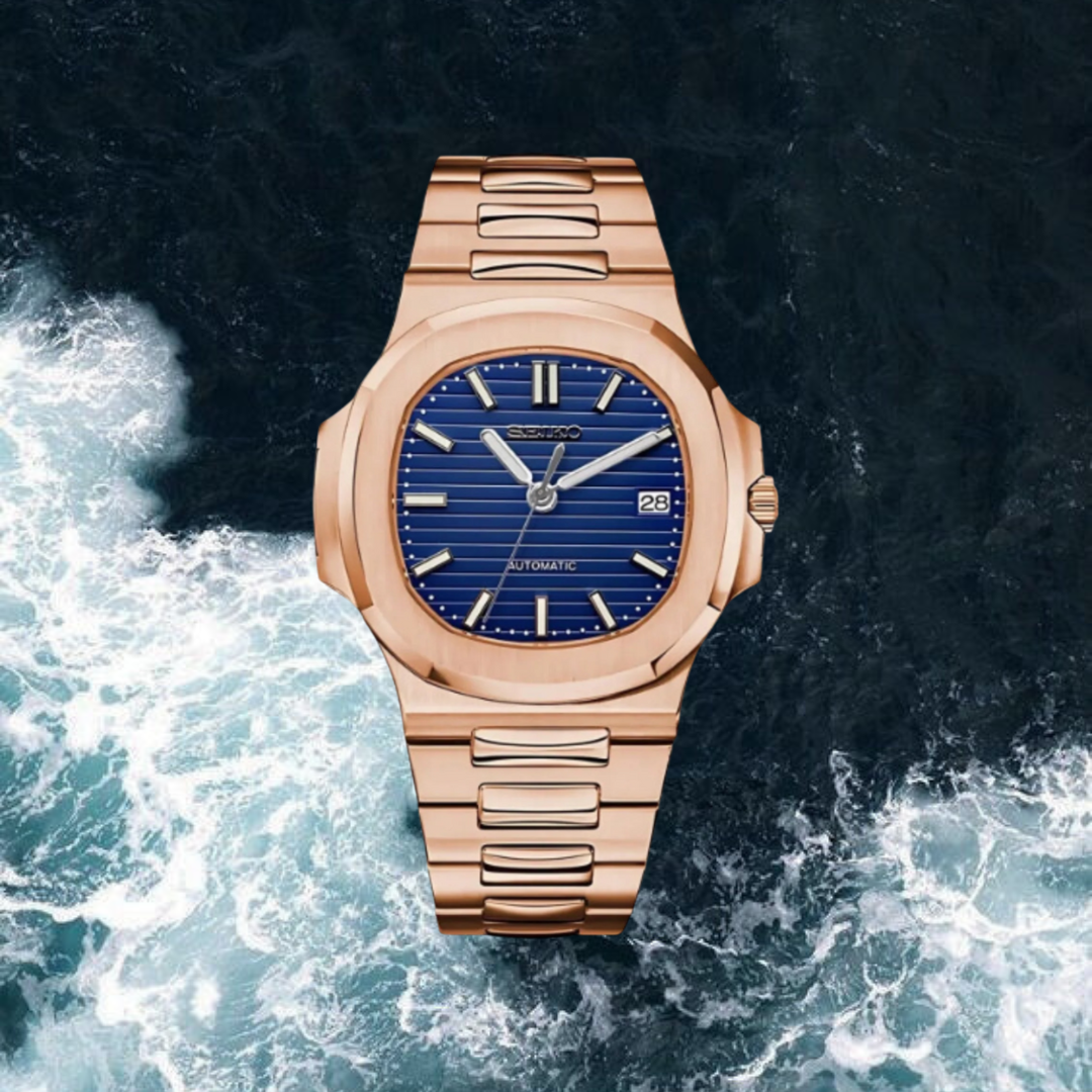 Seiko Mod Nautilus "Rose Gold Royale Blue"