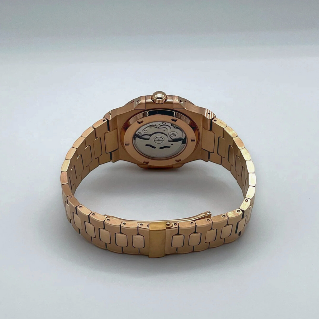 Seiko Mod Nautilus Open Heart "Rose Gold Black"