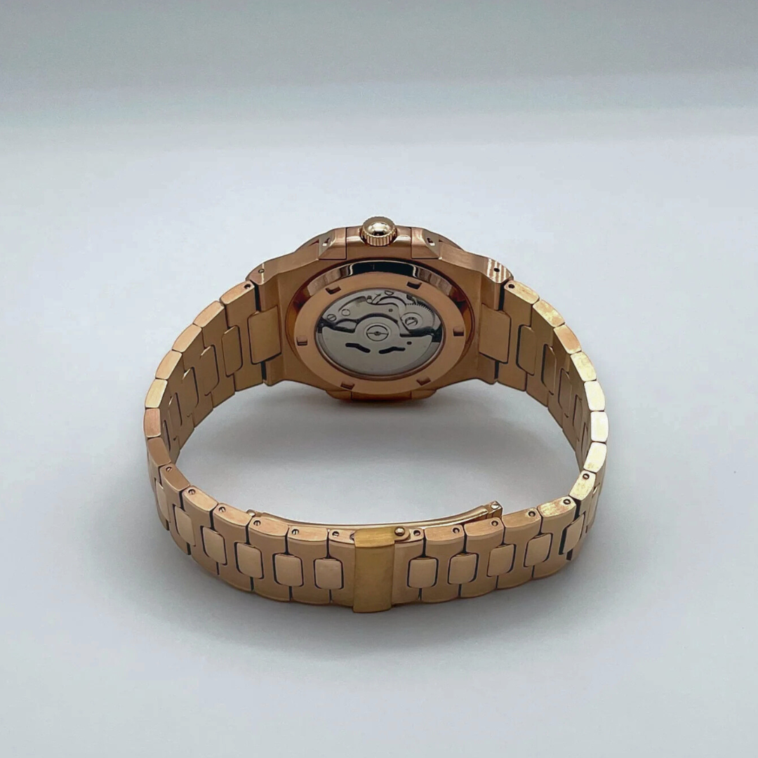 Seiko Mod Nautilus Open Heart "Rose Gold Black"