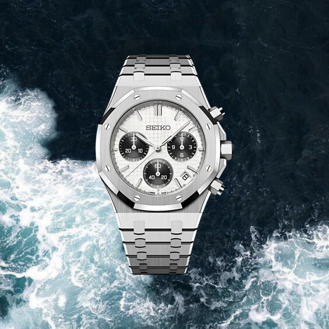 Seiko Mod Royal Oak Crono "White Black"