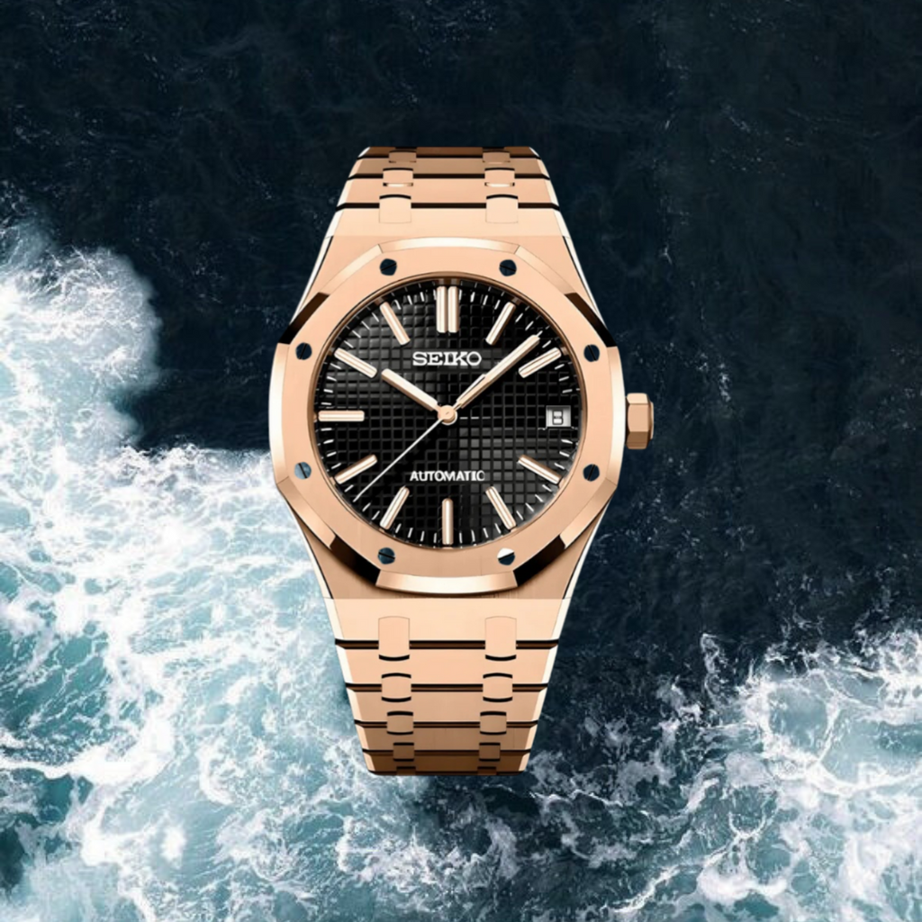 Seiko Mod Royal Oak "Rose Gold Black"