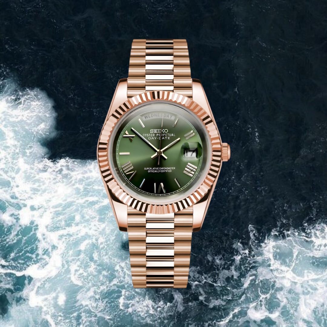 Seiko Mod Day-Date Roman edition "Rose Gold Emerald"