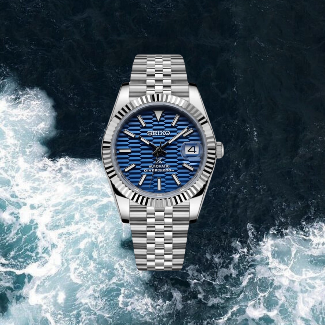 Seiko Mod Datejust "Knurled Blue"