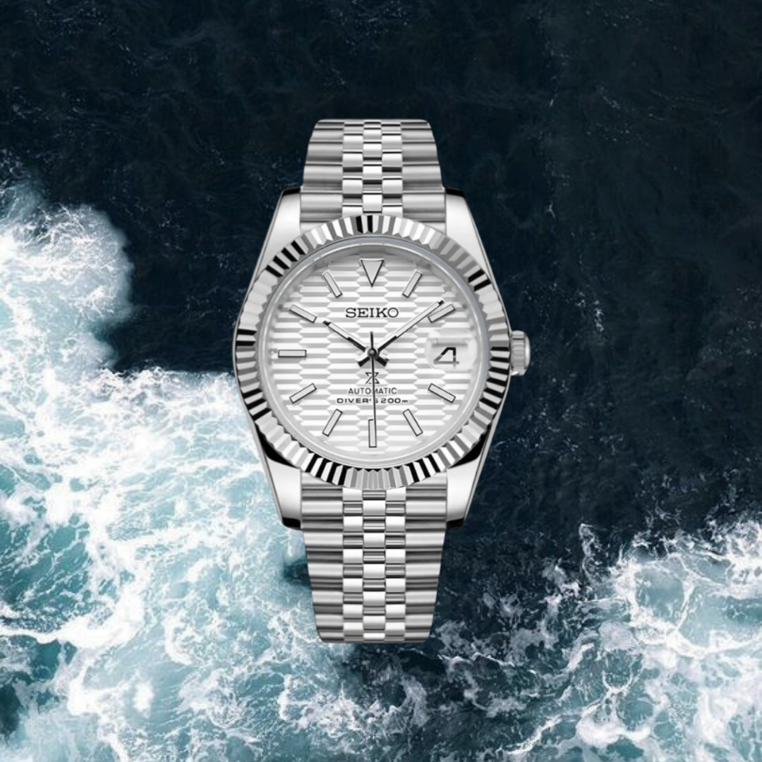 Seiko Mod Datejust "Knurled White"