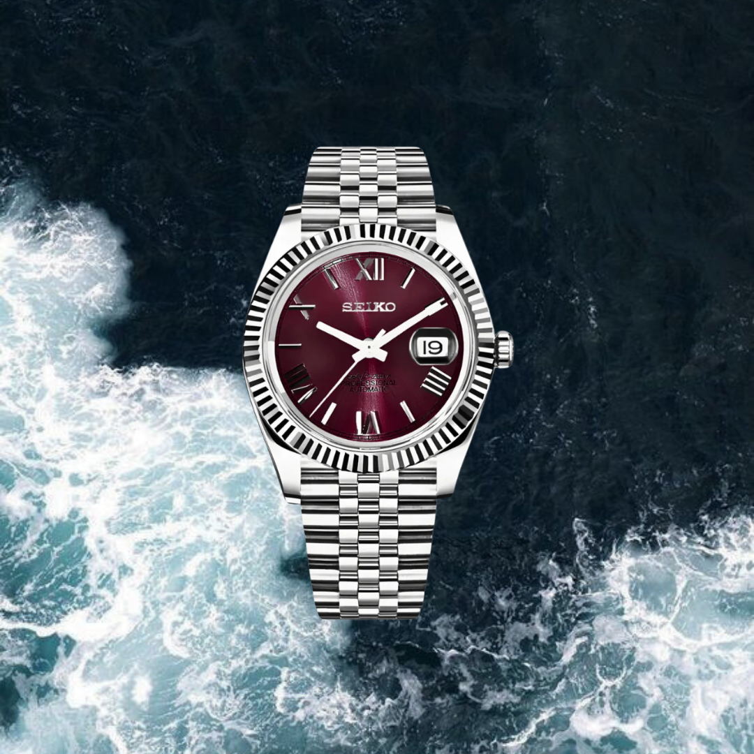 Seiko Mod Datejust Roman Edition "Garnet"